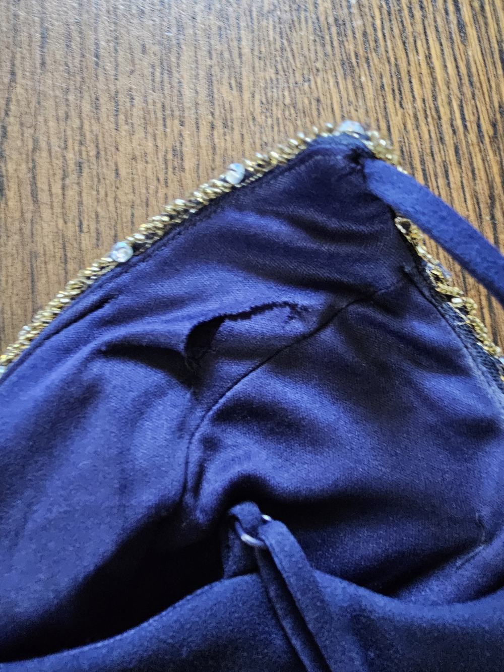 B Darlin Gold Embellished Navy Beaded Bustier Top Size Womens 0 - Picture 5 of 8